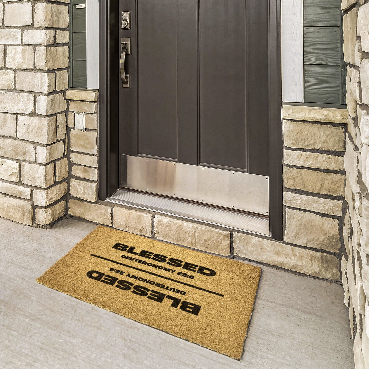tan outdoor mat at front door