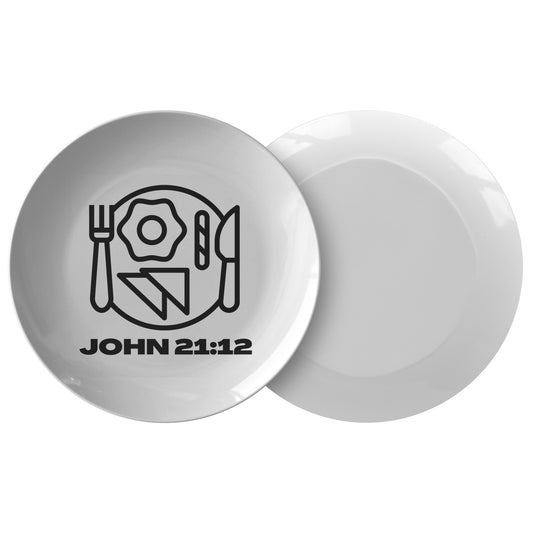 decorative white dinner plate with bible verse