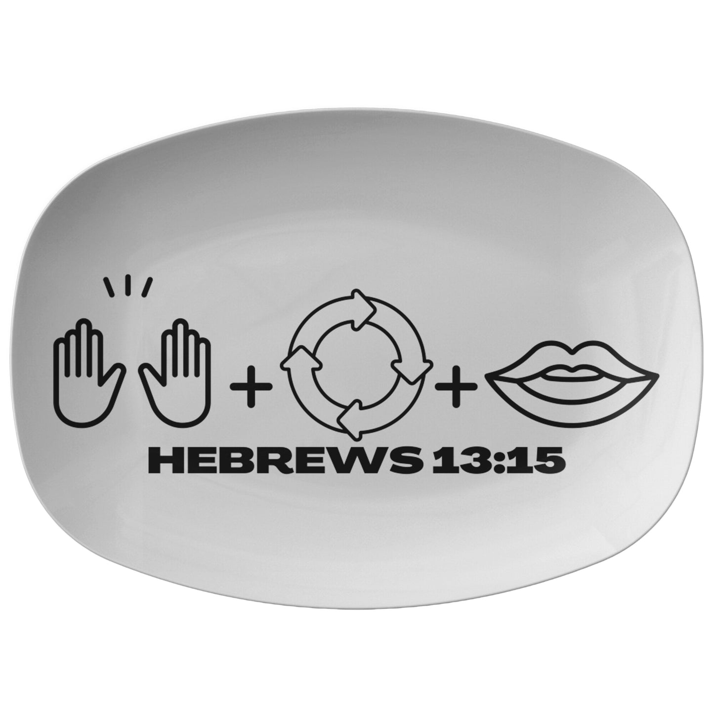 decorative white serving platter with Bible verse