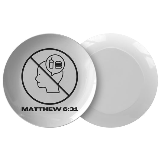 decorative white dinner plate with bible verse