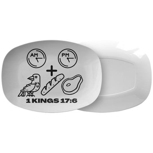 decorative white serving platter with bible verse