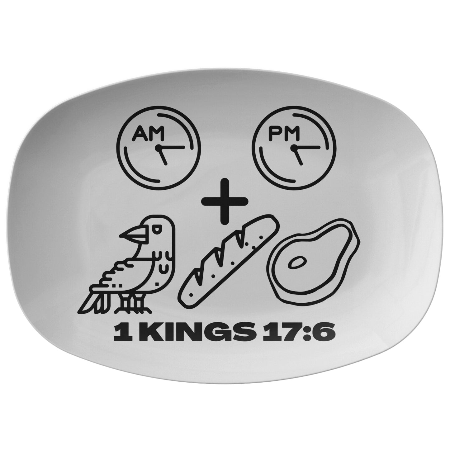 decorative white serving platter with bible verse