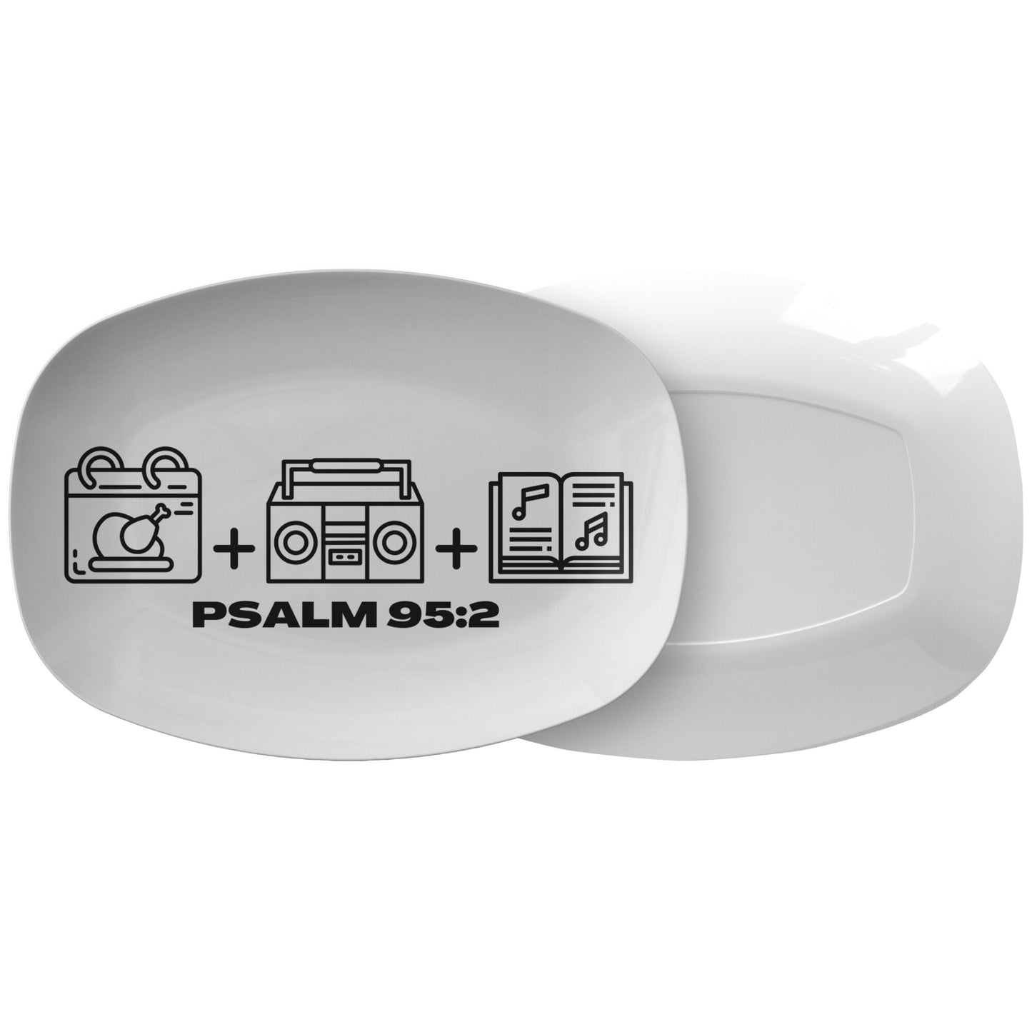 decorative white serving platter with Bible verse