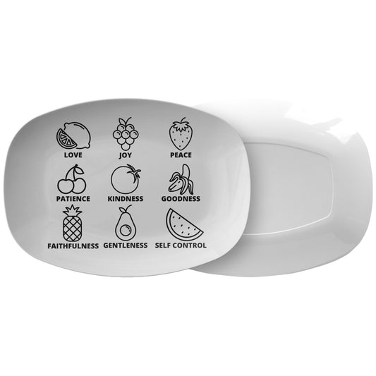 decorative white serving platter with bible verse