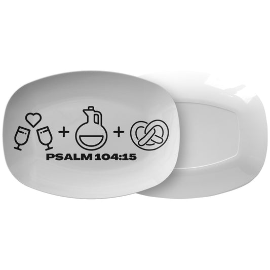 decorative white platter with bible verse