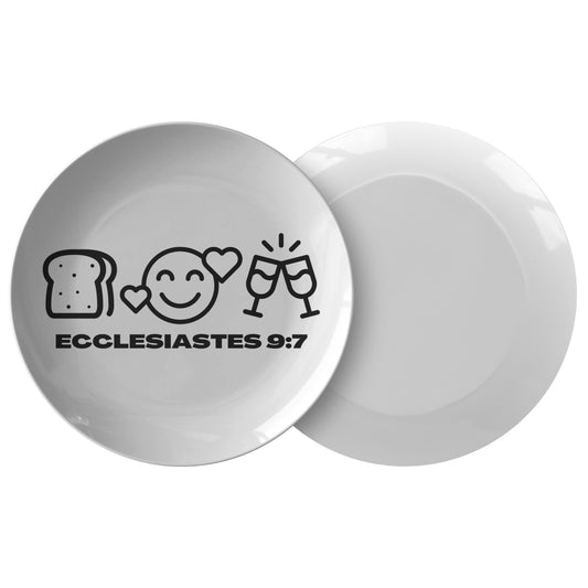 decorative white dinner plate with bible verse