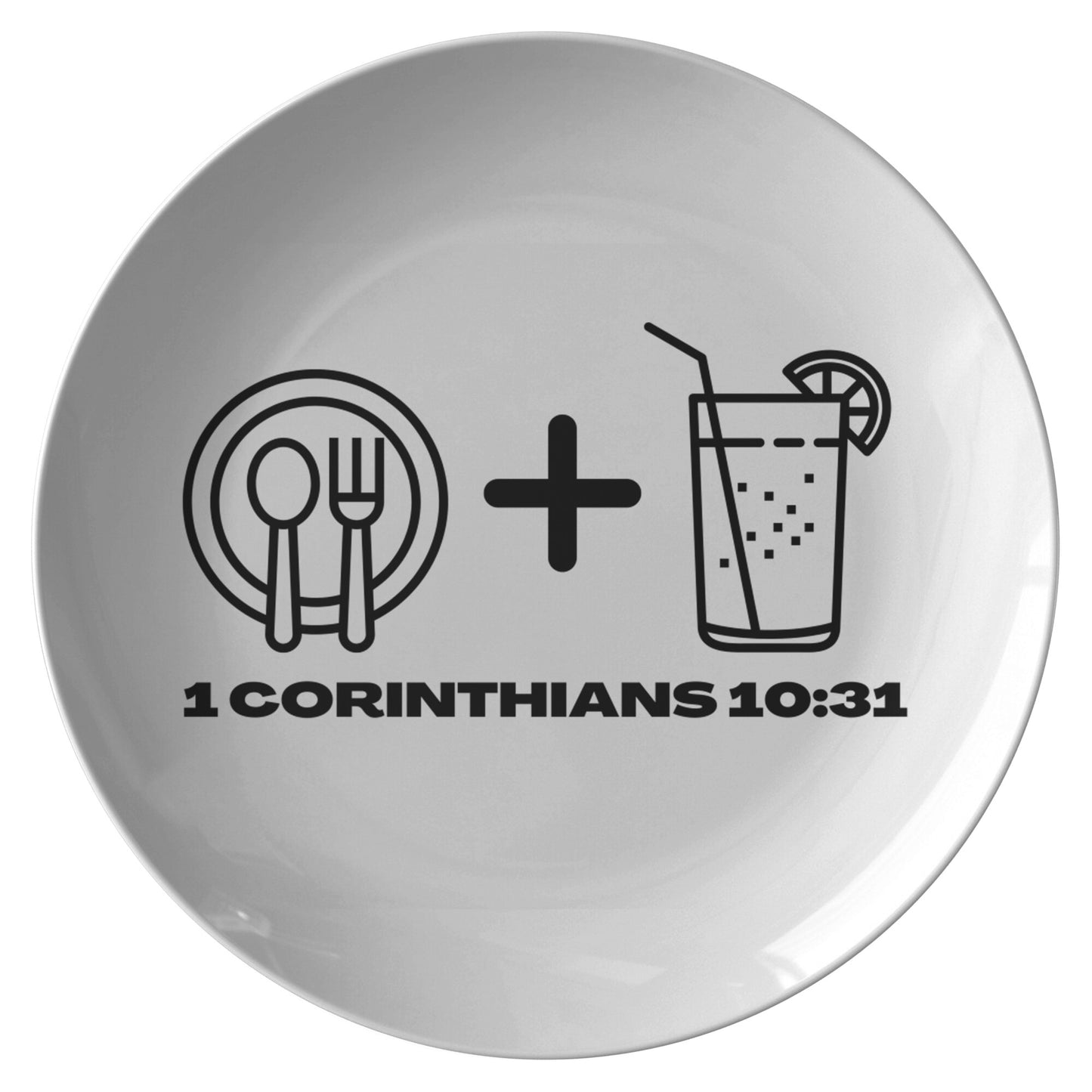 decorative white dinner plate with bible verse