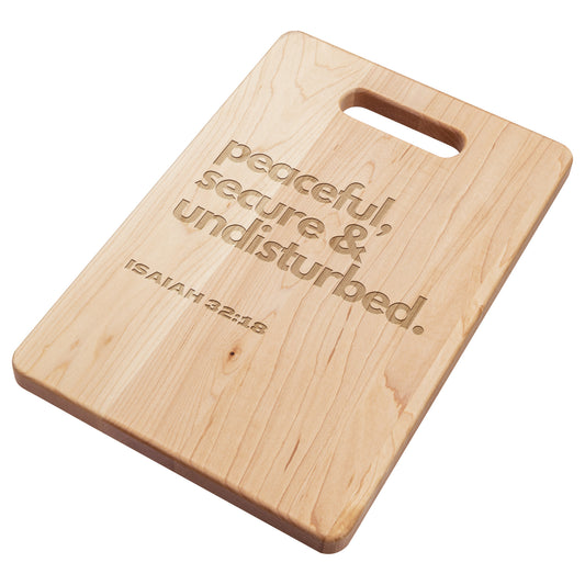 maple cutting board engraved with bible verse