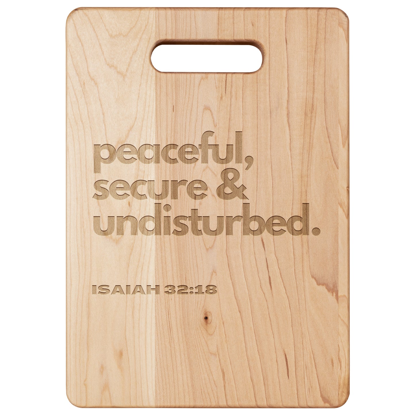 maple cutting board engraved with bible verse
