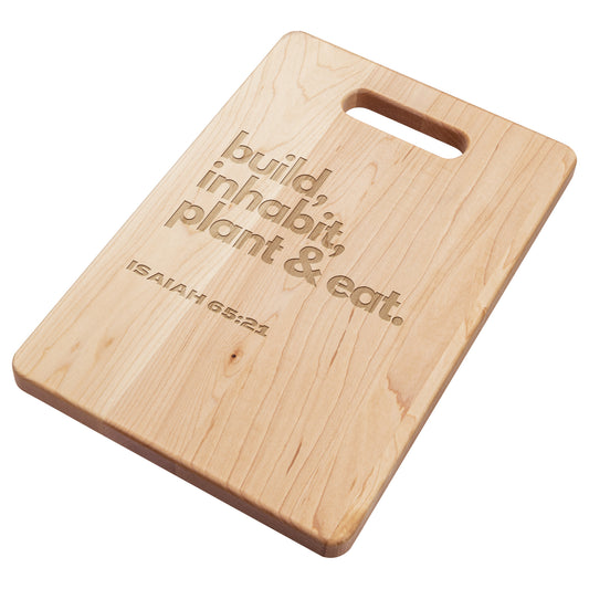 maple cutting board engraved with bible verse