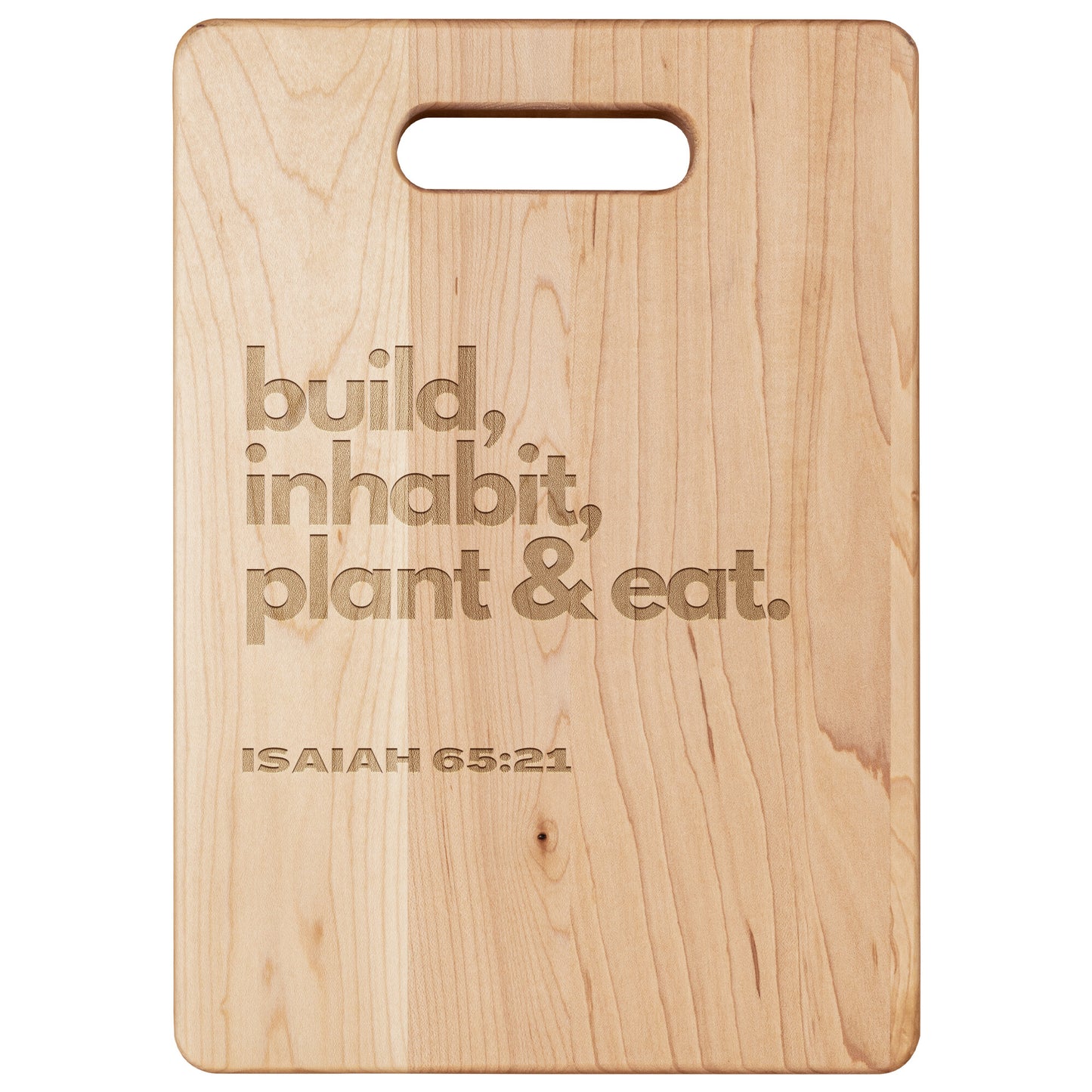 maple cutting board engraved with bible verse