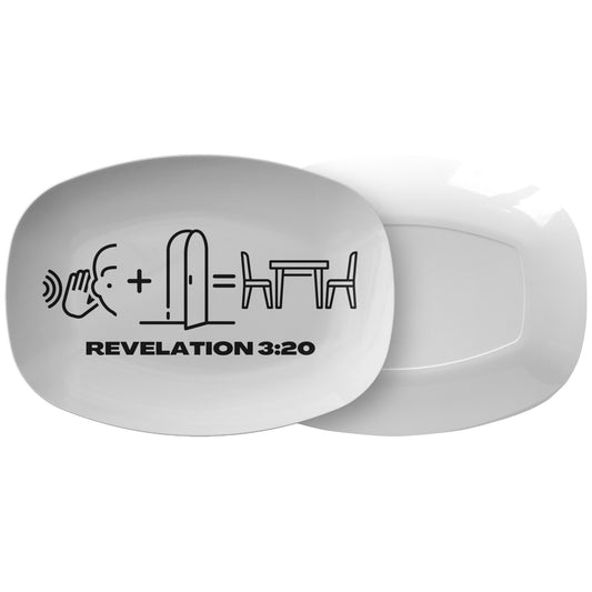 decorative white serving platter with bible verse