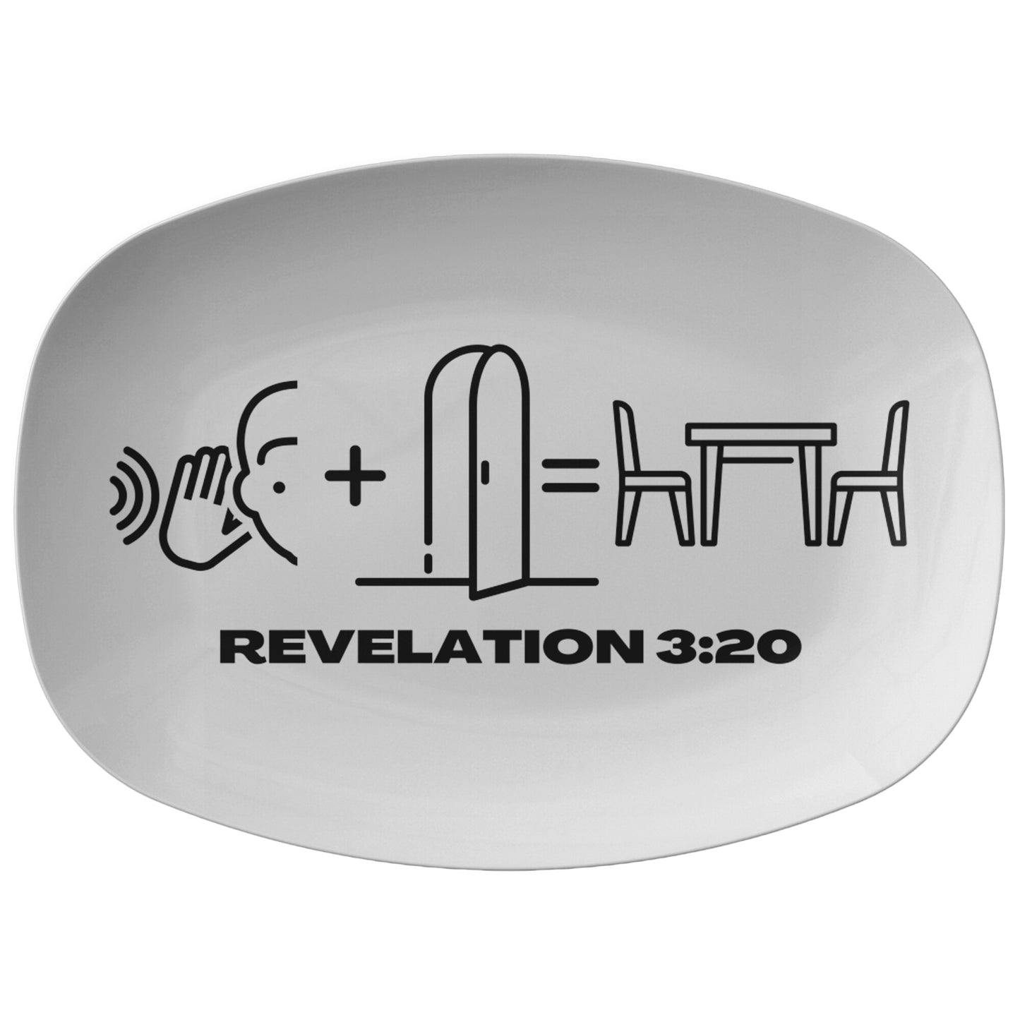 decorative white serving platter with bible verse