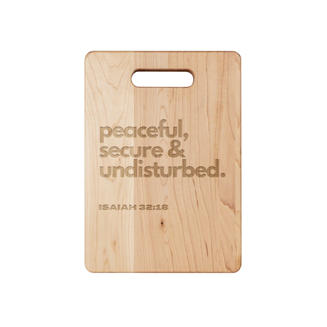 maple cutting board engraved with bible verse