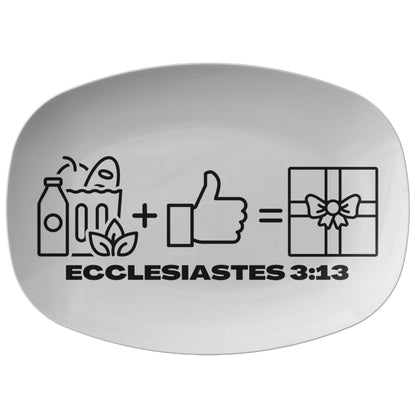 decorative white serving platter with bible verse