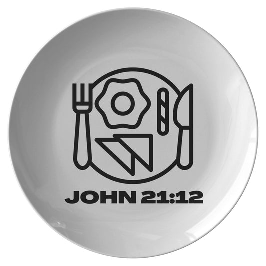 decorative white dinner plate with bible verse