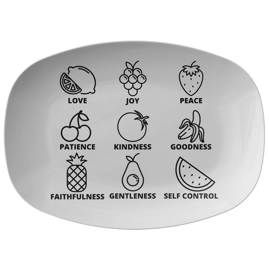 decorative white serving platter with bible verse